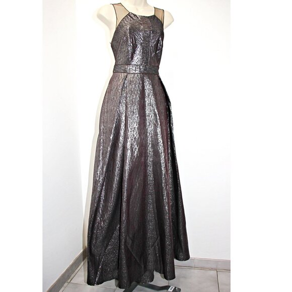 BADGLEY MISCHKA Textured Ball Gown in Metallic Mink sz 4 $990 from SAKS 5th AVE - Picture 5 of 15